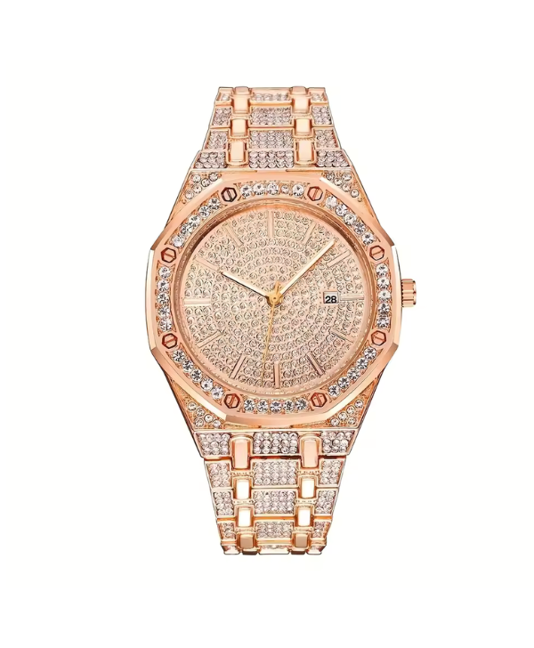 Fashion Luxury Hip Hop Diamond Style Square Men's Watch Shiny Crystal Stainless Steel Quartz Sports Men's Watch