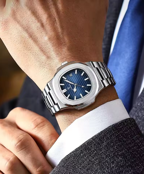 POEDAGAR Luxury Watch Business 50 ATM Waterproof Male Clock Luminous Date Stainless Steel Square Quartz Men Watches reloj hombre