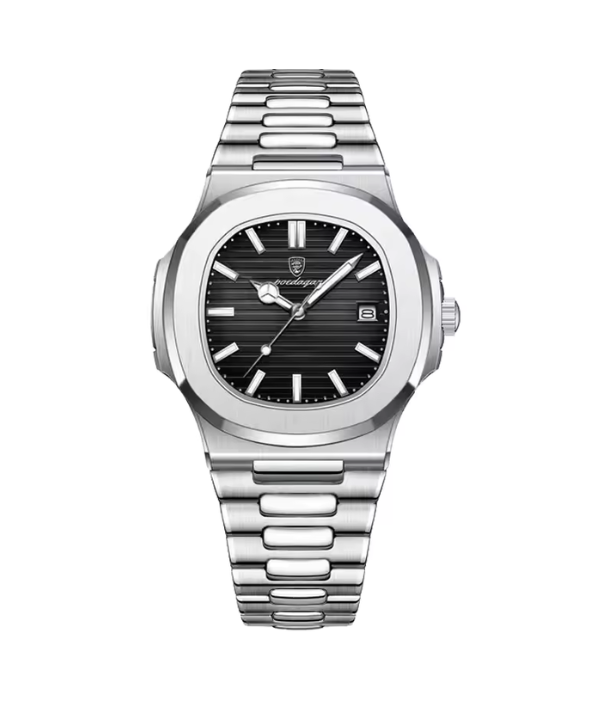 POEDAGAR Luxury Watch Business 50 ATM Waterproof Male Clock Luminous Date Stainless Steel Square Quartz Men Watches reloj hombre