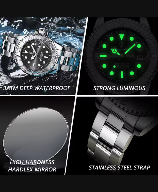 POEDAGAR Top Luxury Man Watch Waterproof Luminous Date Men Watch Stainless Steel Male Clock Sport Fashion Men's Quartz Watches